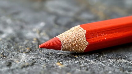 Poster -   A close-up image of a red pencil with a white stripe at its end