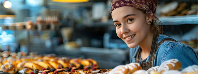 Wall Mural - Woman in the confectionery