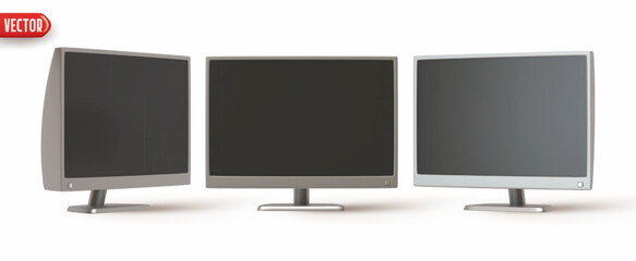 Wall Mural - computer monitor style model y2k. set of realistic 3d rendering desktop monitor icons. technology re