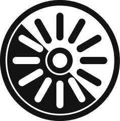 Poster - Vector illustration of a car wheel rim silhouette suitable for icons, logos, and graphics