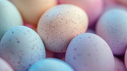 Sticker -   Close-up of speckled eggs; Pink, white, and blue