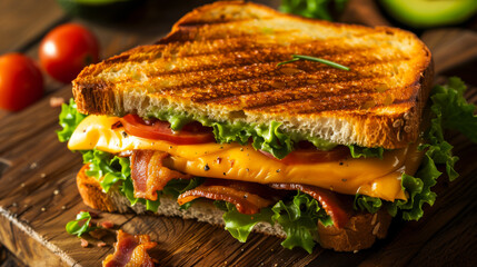 Wall Mural - A grilled cheese sandwich with bacon lettuce tomato and avocado