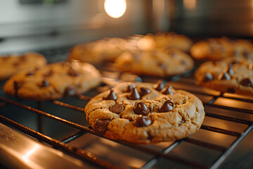 Wall Mural - chocolate chip cookies on a tray