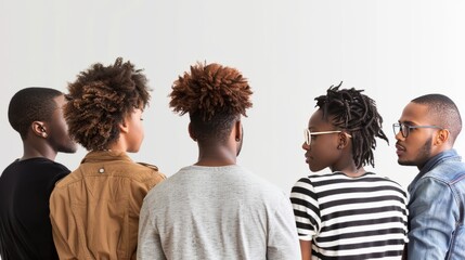 Wall Mural - african american group talking to each other, full body view