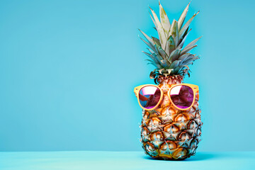 Pineapple wearing sunglasses for summer illustration