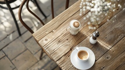 Table for laying out new products, simple, background, cafe