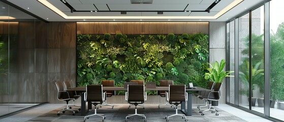 Wall Mural - Modern conference room. Modern meeting room Luxurious Green Wall Enclave for Strategic Decisions and Inspired Collaboration