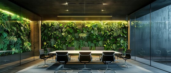 Wall Mural - Modern conference room. Modern meeting room Luxurious Green Wall Enclave for Strategic Decisions and Inspired Collaboration