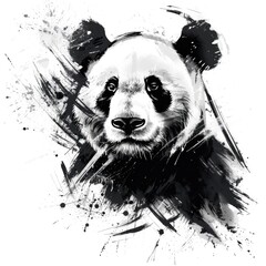 Wall Mural - The panda is painted with a brushstroke on a white background