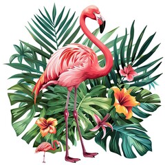 flamingo png, vector, i n white background