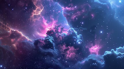Starry night sky backdrop, showcasing the dark expanse of interstellar space.