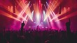 © Matcha_09 - Vibrant stage lights illuminating a concert venue, casting colorful beams of light onto the ecstatic crowd below.