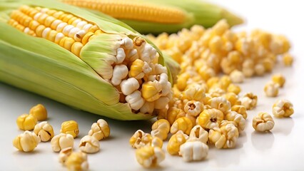 Wall Mural - Vibrant Corn Cobs Against a Clean Canvas