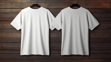 Blank White T Shirt Mock-up, front and rear side view. Generative AI