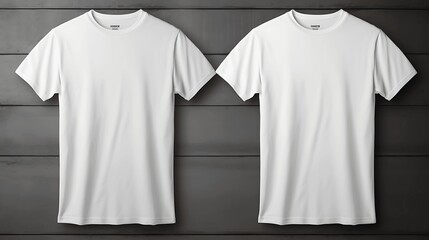 Wall Mural - Blank White T Shirt Mock-up, front and rear side view. Generative AI