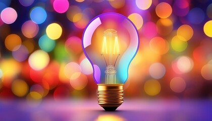 Wall Mural - A light bulb is lit up in a colorful background