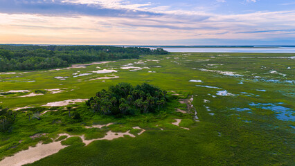 Wall Mural - Aerial drone view of low county sc