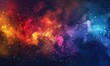 © Khalif - Abstract colorful background with a dark night sky and stars, fantasy illustration with splashes of color like an explosion of paint particles