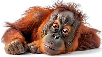 Orangutan on white background,