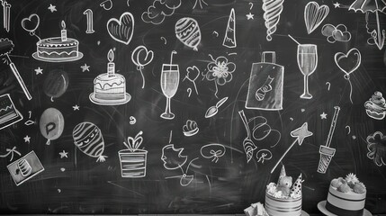 Canvas Print - Writing the Next Chapter: Retirement Celebration Icons on the Chalkboard of Success