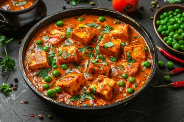 Wall Mural - Inviting Home-Cooked Background with Paneer Tikka Ingredients

