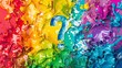 © furyon - vibrant rainbow paint splash with question mark in center symbolizing curiosity and lively uncertainty abstract photo