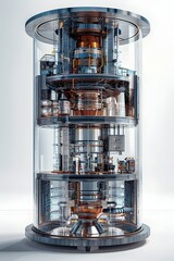 Sticker - Intricate Cutaway View of a Pressurized Water Nuclear Reactor with Detailed Engineering Diagrams and Schematics