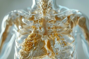 Poster - Detailed Radiological Image of Individual's Thorax Highlighting Bone and Cardiac Anatomy in Clinical Laboratory Environment