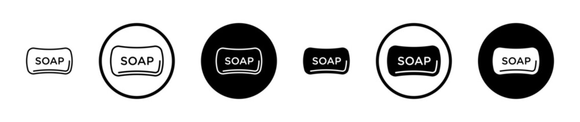 Wall Mural - Soap line icon set. solid shower soap bar symbol suitable for apps and websites UI designs.
