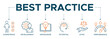 © santricon - Best practice banner web icon vector illustration concept with icon of competence, development, knowledge, potential, ethic and performance