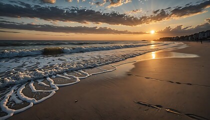 Wall Mural - sunset on the beach in summer