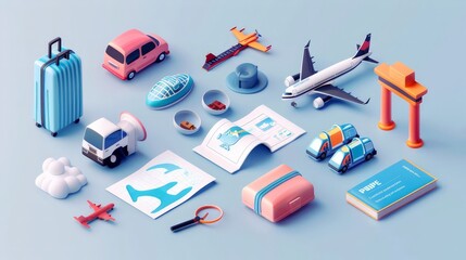 this 3d icon set for travel tourism is perfect for trip planning and holiday vacations. featuring a 