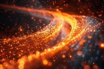 Intricate Web of Fiber Optic Cables Transmitting Data Signals 