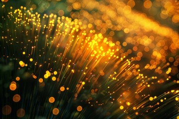 Intricate Web of Fiber Optic Cables Transmitting Data Signals 