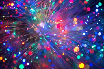 Intricate Web of Fiber Optic Cables Transmitting Data Signals 