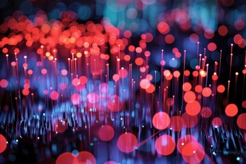 Intricate Web of Fiber Optic Cables Transmitting Data Signals 