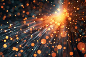 Intricate Web of Fiber Optic Cables Transmitting Data Signals 