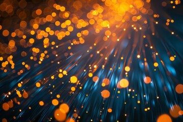 Intricate Web of Fiber Optic Cables Transmitting Data Signals 
