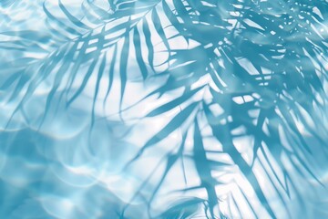 Canvas Print - Soft, blurred palm leaves cast intricate shadows on the water's surface, creating a serene and abstract atmosphere.