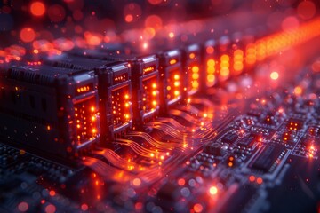 Intricate Web of Fiber Optic Cables Transmitting Data Signals 