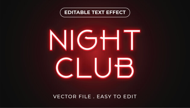 night club typography Editable text effect 3d Traditional Cartoon template style premium vector