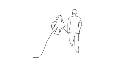 Wall Mural - 
Animated self drawing of Wedding ceremony video illustration. the bride and groom with wedding costume design illustration simple linear style video concept. Wedding video design illustration.