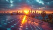 © Claudine - A photo of a solar panel array installed on a rooftop, showcasing the transition towards renewable energy sources and sustainable practices..stock image