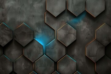 a clean, minimalist youtube channel banner, using hexagons, a very light gray background, highlights in dark brown and cyan AIG51A.