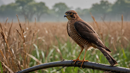 Wall Mural - ai image generate segmentation of birds of prey in rice fields