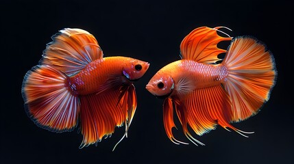 Wall Mural - Vibrant Siamese Fighting Fish Showcasing Their Magnificent Fins and Gills in a Confrontational Pose