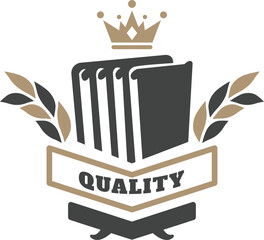 Wall Mural - A book with a crown on it and the word quality written underneath