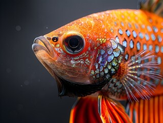 Wall Mural - Captivating Siamese Fighting Fish with Elaborate Fins and Tail