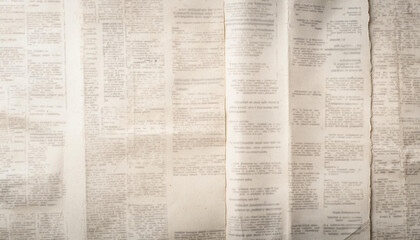 An antique old newspaper texture with a rustic, retro, and grunge. Cream color paper