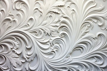 Wall Mural - white texture background with abstract pattern, in the style of sculptural engraving, paper sculptures, detailed foliage